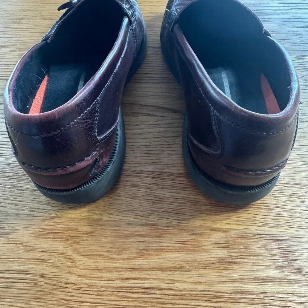 Rockport Mens Burgundy Leather Tassel Loafers Shock Absorbing Shoes Mens Size 10